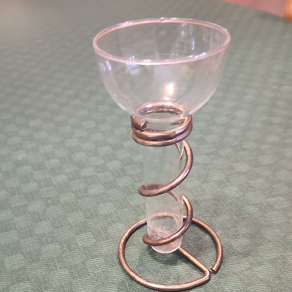 Viking Spiral Wrought Iron Candle Holder With Clesr Glass Floating Candle/Vase